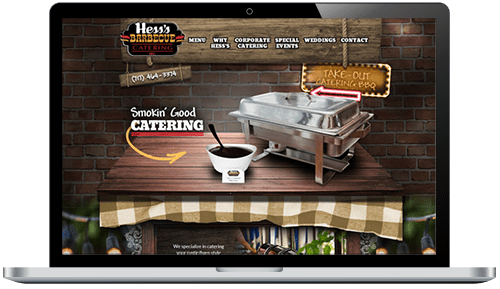 Hess's BBQ Website on Laptop Screen