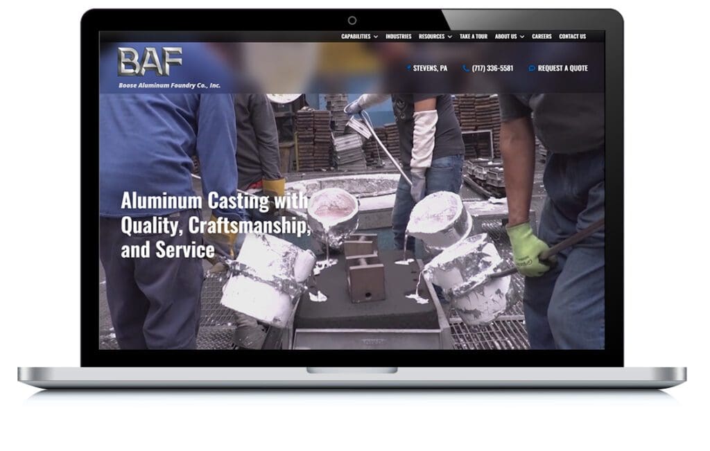 Boose Aluminum Foundry Website Design by EZMarketing