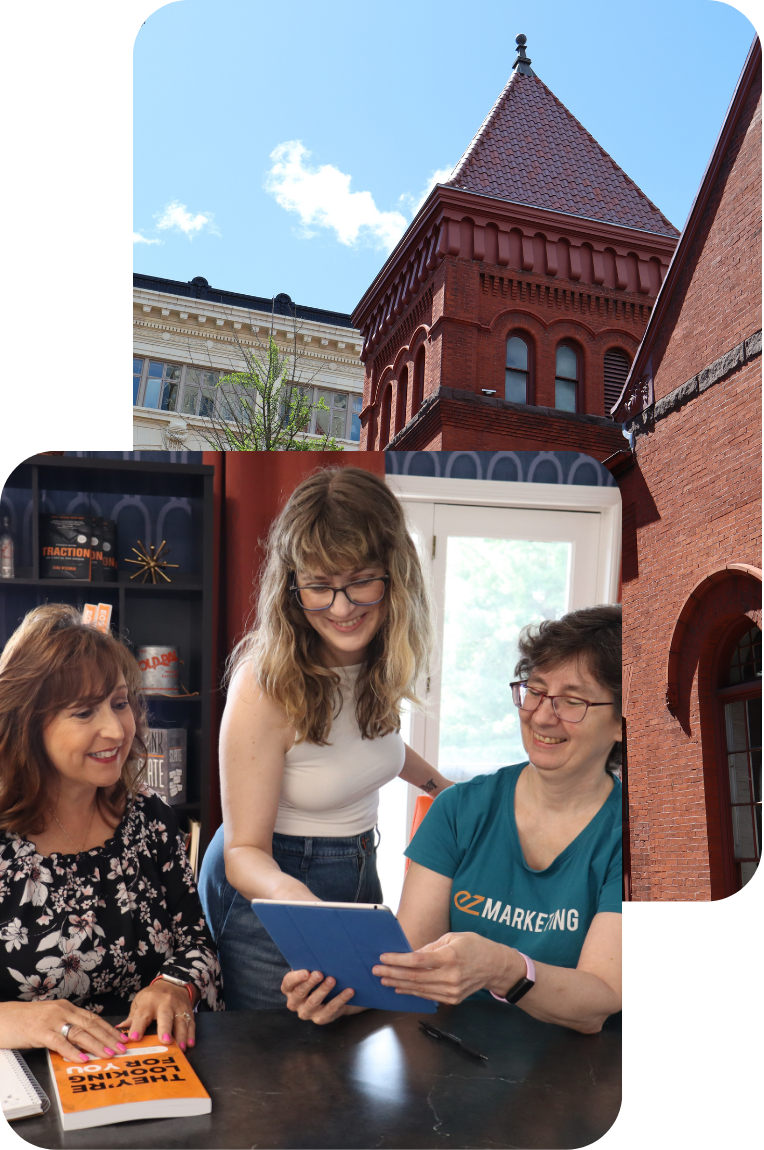 EZMarketing team collaborating in Lancaster, PA office
