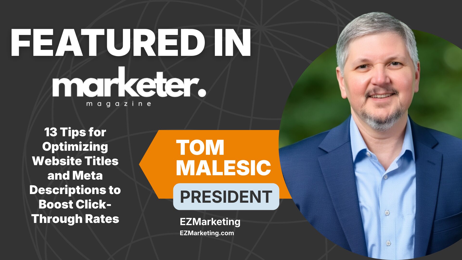 A photo of Tom Malesic in a graphic about his featured article.